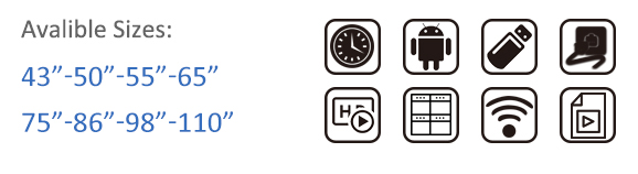 different size of LCD Wall Mounted Display
